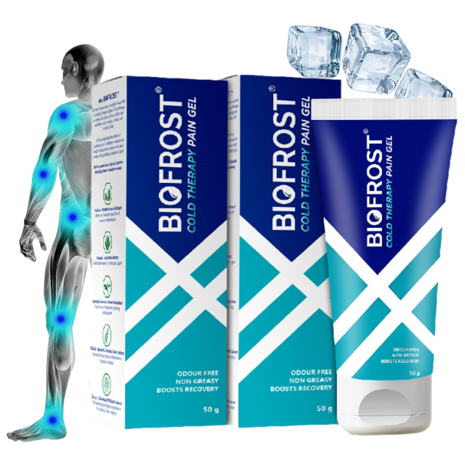 BioFrost Cold Therapy Pain Relief Gel – 50g – Fast-Acting, Non-Sticky Gel for Muscle, Joint, Back & Knee Pain – Quick Absorbing, Cooling Formula | All Natural Formula