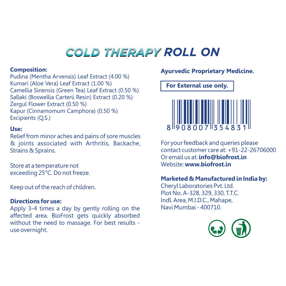 BioFrost Cold Therapy Pain Relief Roll-On – 75g – Targeted Cooling Relief for Muscle, Joint, Neck & Back Pain – Easy Roll-On, No Mess | All Natural Formula