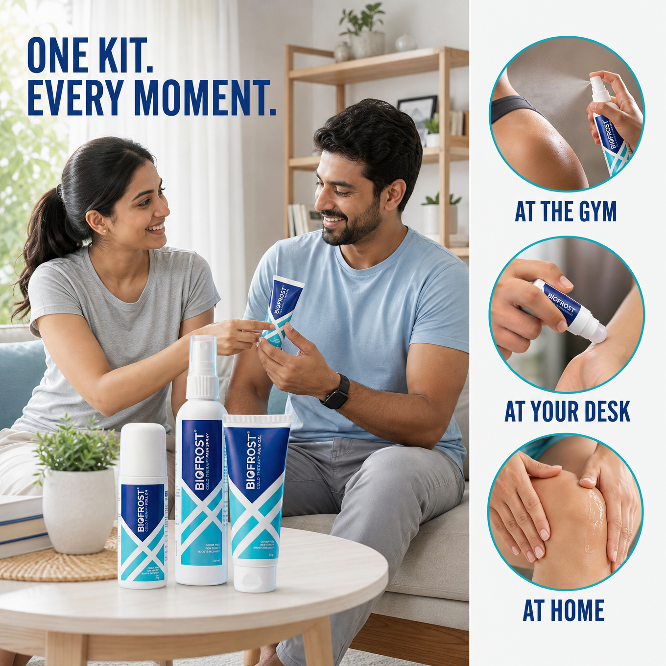BioFrost Instant Cooling Trio – Spray, Gel & Roll-On with Natural Botanicals Support