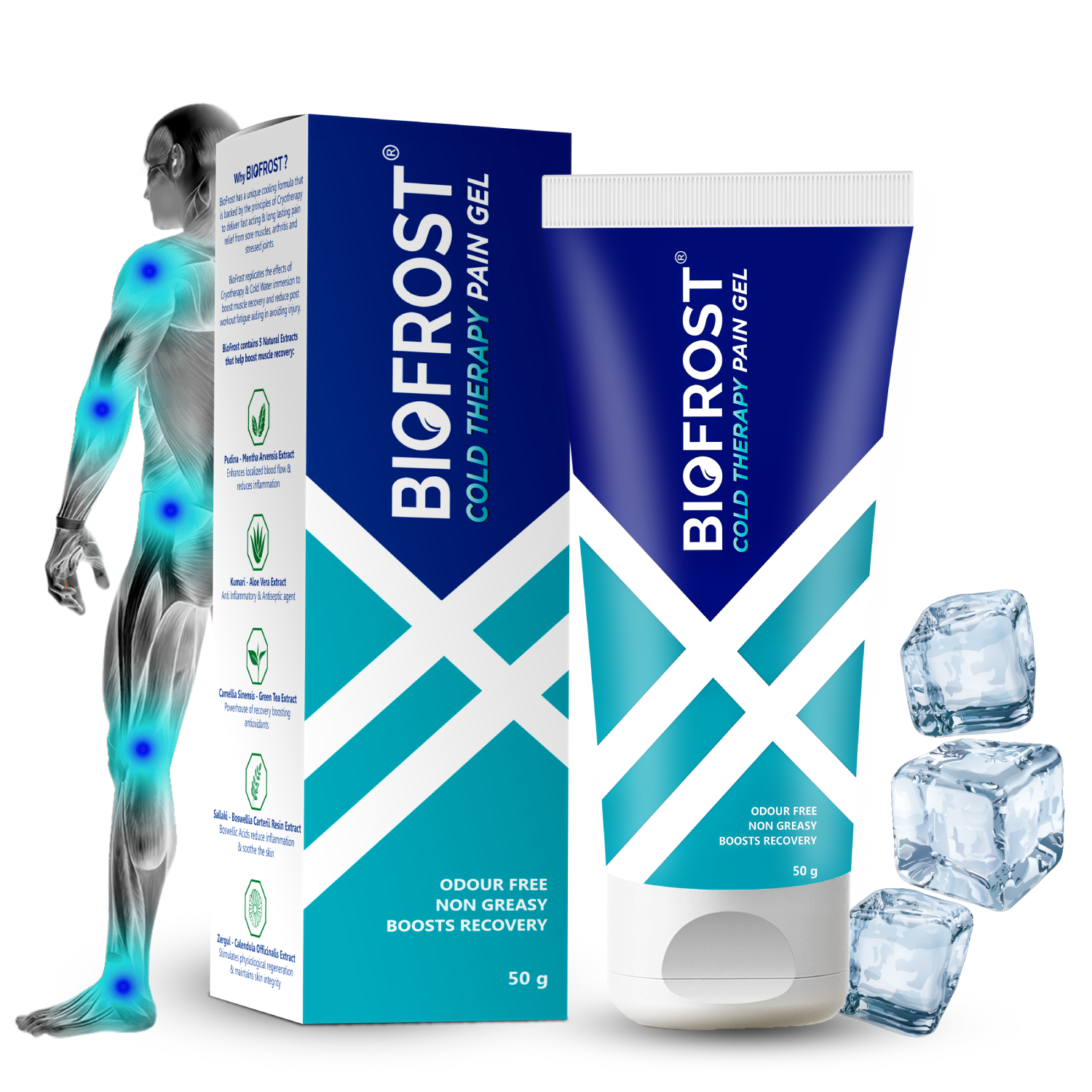 BioFrost Pain Relief Gel (50g) – Cold Therapy for Muscle, Joint & Back Pain – Fast, Non-Sticky Relief