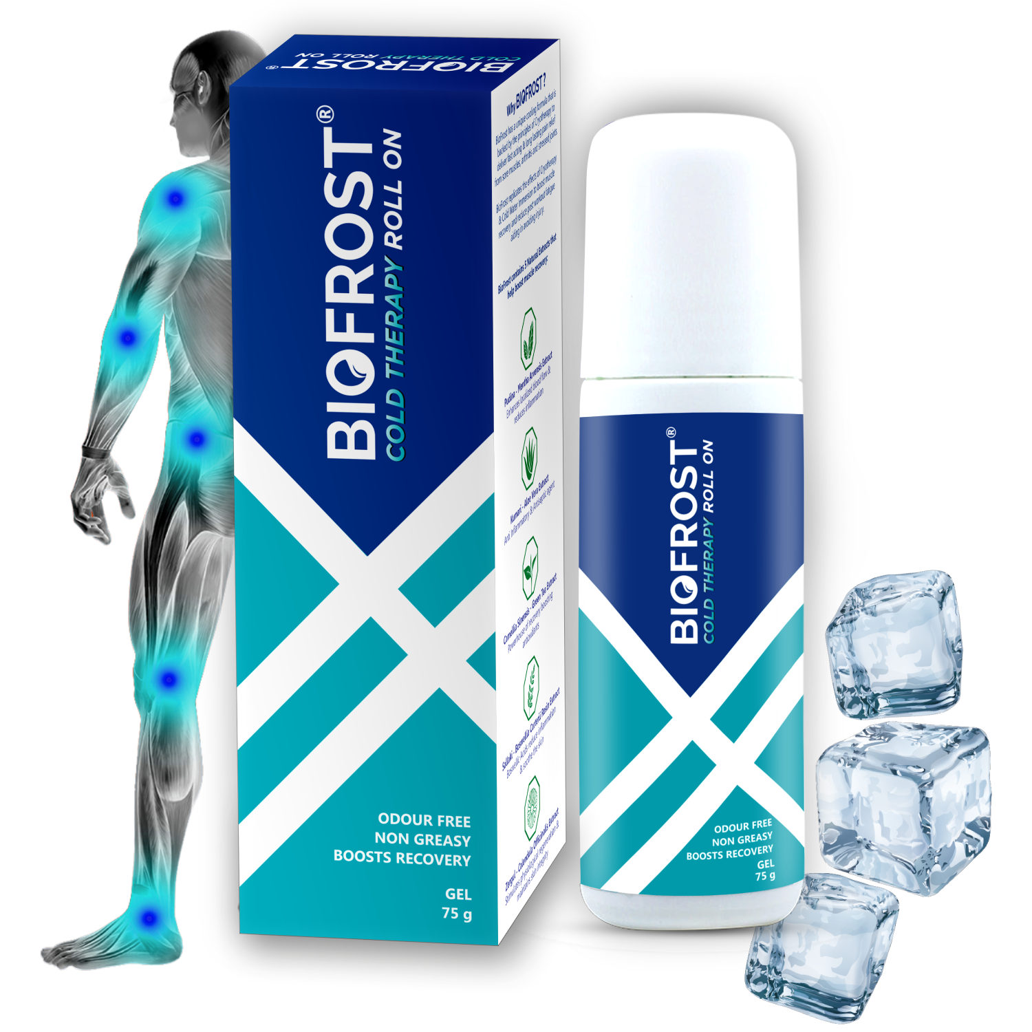 BioFrost Cold Therapy Pain Relief Roll-On – 75g – Targeted Cooling Relief for Muscle, Joint, Neck & Back Pain – Easy Roll-On, No Mess | All Natural Formula