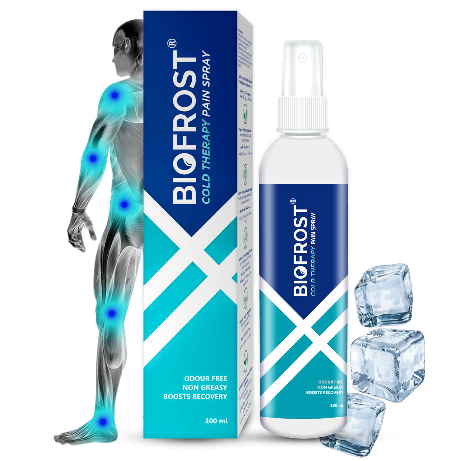 BioFrost Cold Therapy Pain Relief Spray – 100ml – Fast Cooling Relief for Muscle, Joint, Back & Knee Pain – Quick Absorbing, No-Mess Application | All Natural Formula